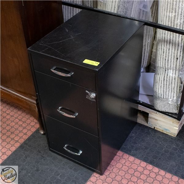 LOCKABLE BLACK METAL 3-DRAWER FILE CABINET -