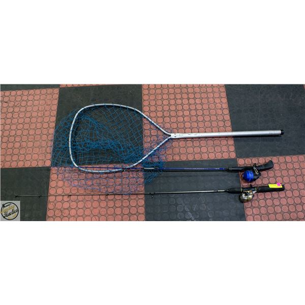 2 FISHING RODS SOLD WITH FISHING NET