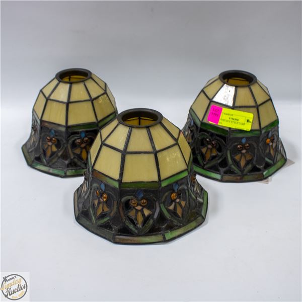 3 OLD TIFFANY STYLE LAMP SHADES