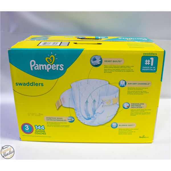 CASE OF PAMPERS SWADDLERS 144 COUNT SIZE 3