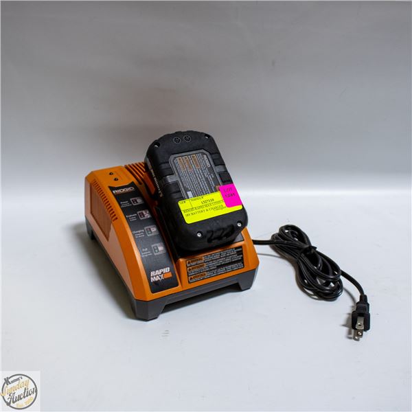 RIDGID RAPID MAX LITHIUM ION 18V BATTERY & CHARGER