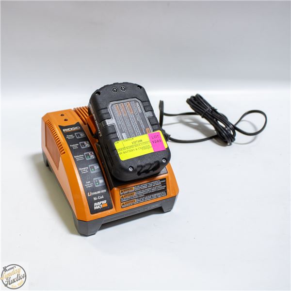 RIDGID RAPID MAX LITHIUM ION 18V BATTERY & CHARGER