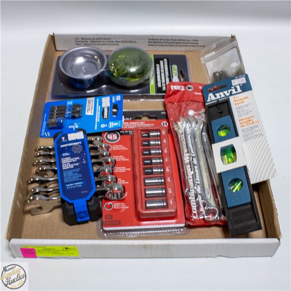 FLAT OF NEW TOOLS INCLUDES MASTERCRAFT STUBBY