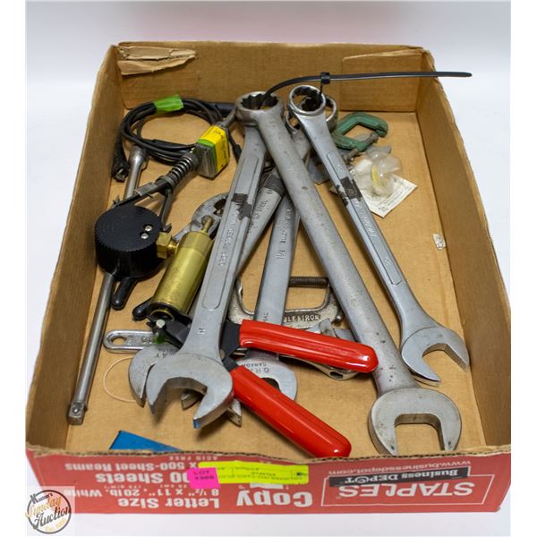 LOT OF TOOLS AND WRENCHES