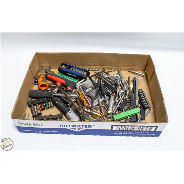 LOADED FLAT OF MISC BITS/HEX DRIVERS