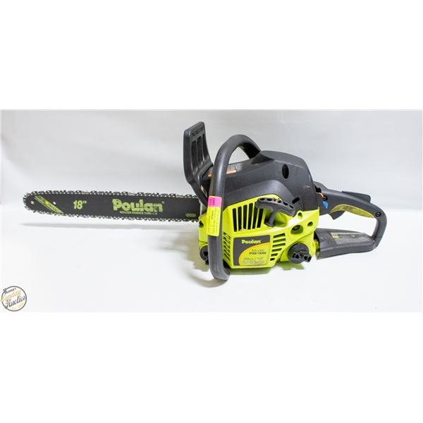 POULAN 38CC 18 IN BAR GAS CHAINSAW, NEEDS TLC