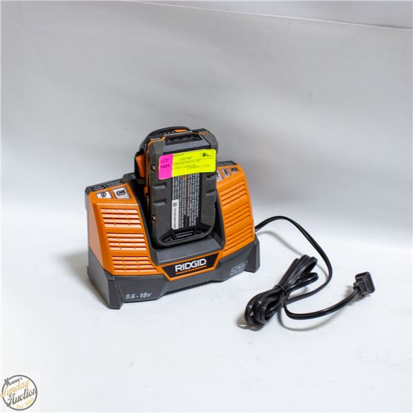RIDGID LITHIUM ION 9.6-18V BATTERY AND CHARGER