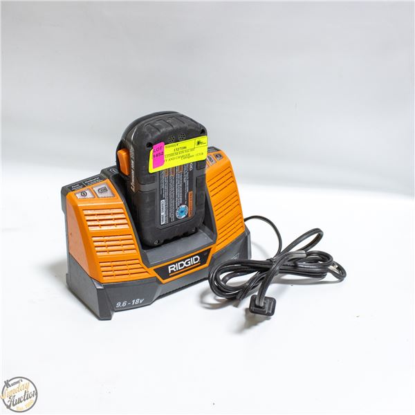 RIDGID LITHIUM ION 9.6-18V BATTERY AND CHARGER