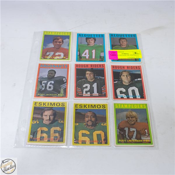 LOT OF 9 VINTAGE CFL FOOTBALL CARDS
