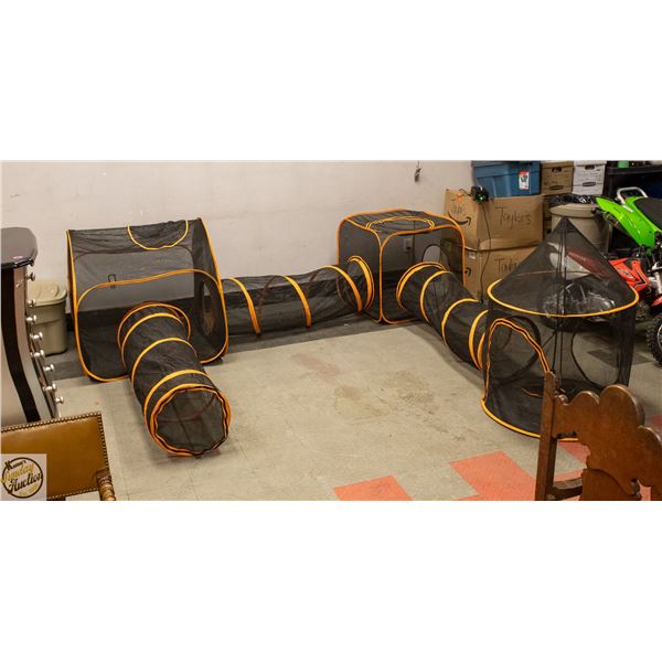 BLACK & ORANGE MESHED CAT PLAY TUNNEL