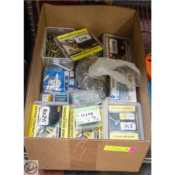 BOX OF ASSORTED HARDWARE ETC