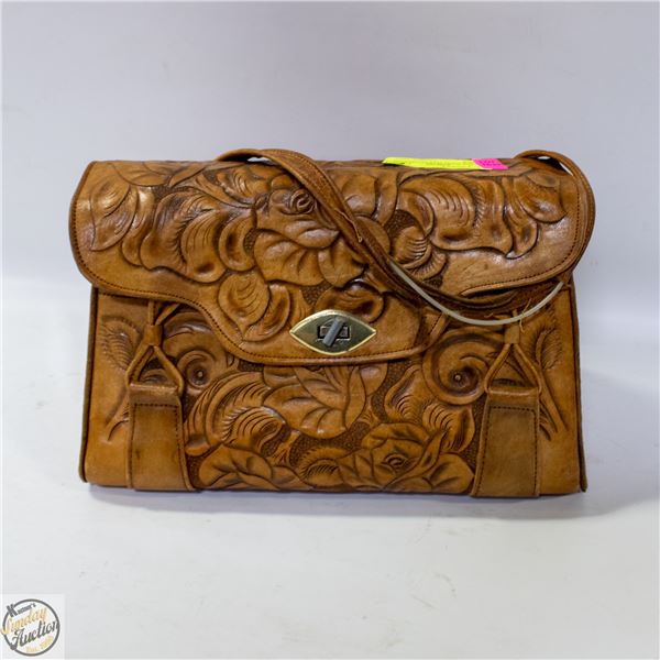 VINTAGE HAND TOOLED GENUINE LEATHER
