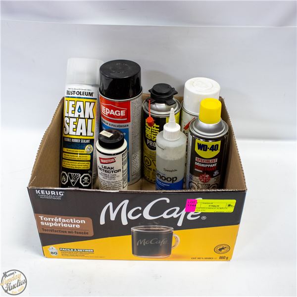 ASSORTED GARAGE SURPLUS FLUIDS ETC