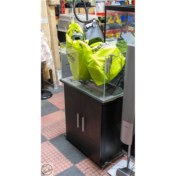 SMALL FISH TANK WITH PUMP AND ACCESORIES ON STAND