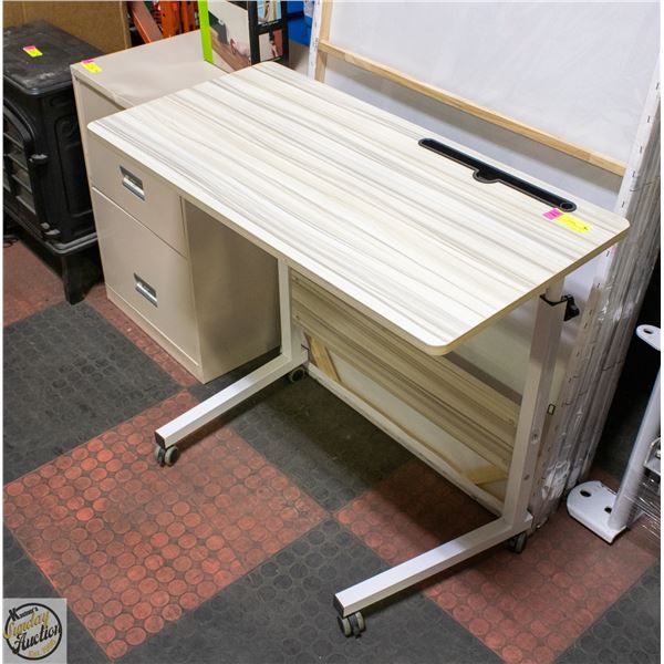 LIFTING COMPUTER DESK HAND CRANK METAL LEGS