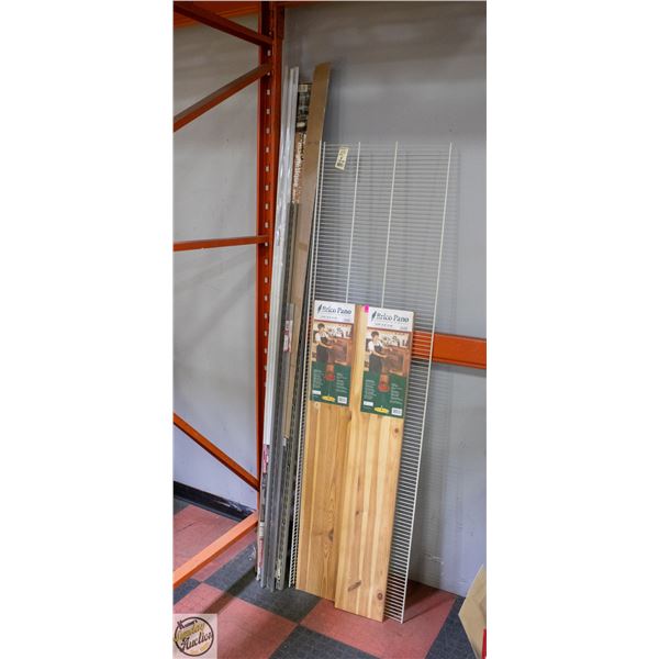 LOT OF OF SHELVES, MOLDINGS, TRIMS
