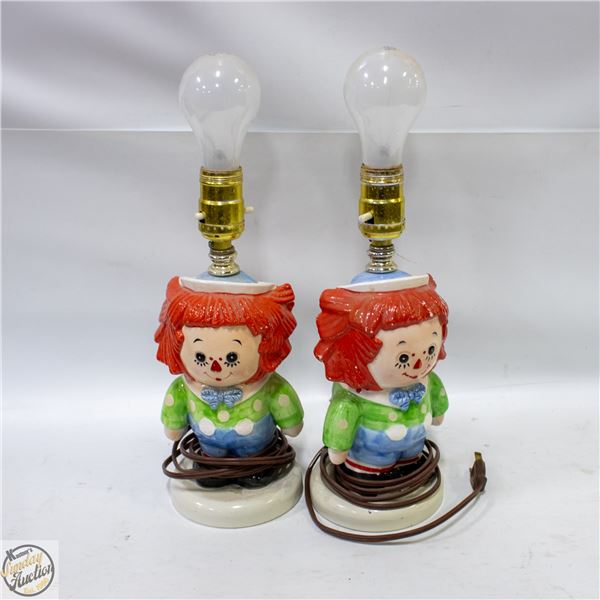1960-70'S RAGGEDY-ANN CERAMIC TABLE LAMPS
