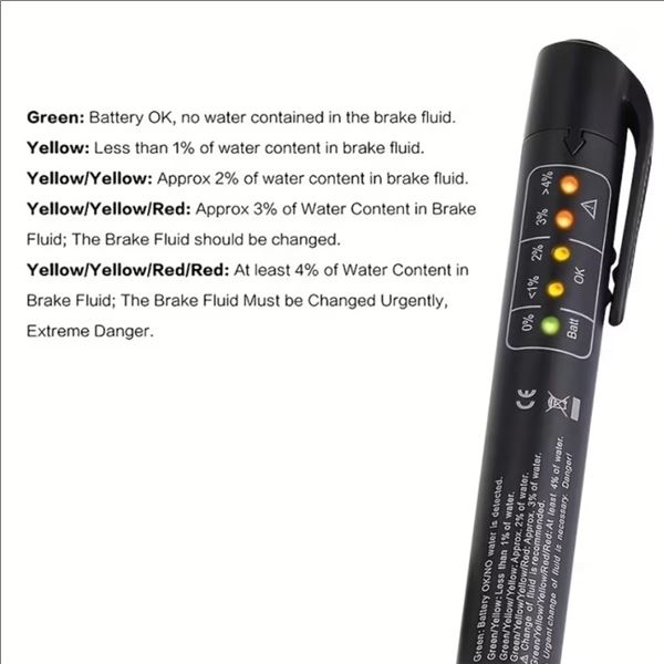 NEW 5 LED BRAKE FLUID TESTER, OIL AND WATER DETECTION