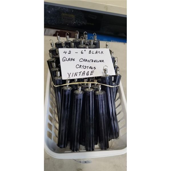 42 BLACK 6" GLASS CHANDELIER CRYSTALS