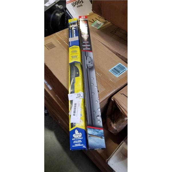 AS NEW BF GOODRICH PREMIUM BEAM WIPER BLADES, 21 INCHES,  AND AS NEW  MICHIGAN WIPER BLADES, 16 INCH