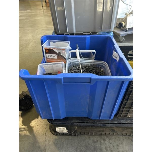 HUGE TOTE FULL OF DRYWALL SCREWS AND HARDWARE