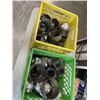 Image 1 : 2 MILK CRATES OF PIPE COUPLINGS. VARIOUS SIZING