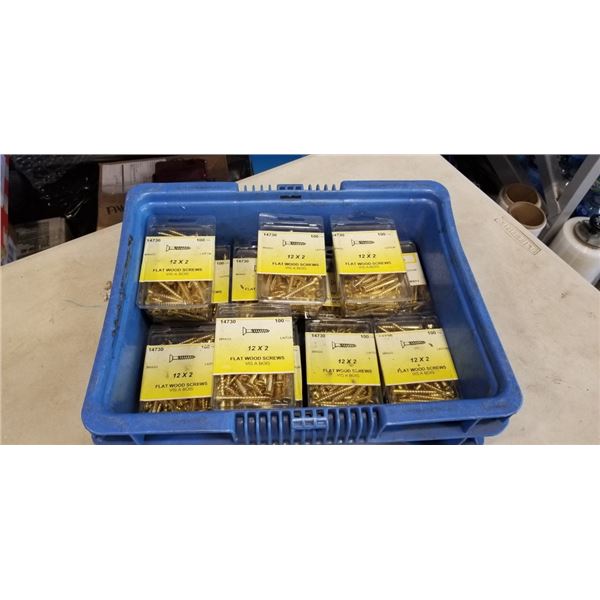 12 PACKS OF 100 PCS BRASS FLAT WOOD SCREWS