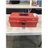 Image 1 : RED TOOL BOX WITH MILWAUKEE M12 BATTERY CHARGER, , LINCOLN ELECTRIC .9MM WIRE