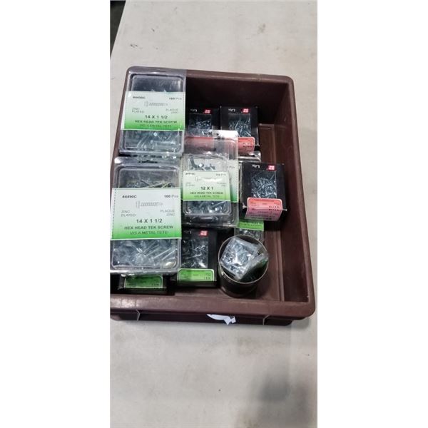 TRAY OF HEX HEAD TEK SCREWS