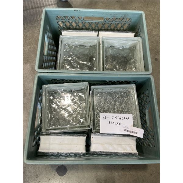 16 GLASS BLOCKS. 7.5" SQUARES