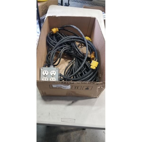 2 HEAVY DUTY EXTENSION CORDS. 1 HAS 4 OUTLETS.