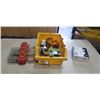 Image 1 : PLASTIC TOTE INCLUDING SCREW ORGANIZER, CASTER WHEELS, PORCELAIN LAMPHOLDER, STANPRO LED DOWNLIGHTS 