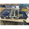 Image 1 : 2 TOTES OF TOOLS INCLUDING TROWELS, WRENCHES, SCREWDRIVERS, ALLEN KEYS, SQUARE, ETC