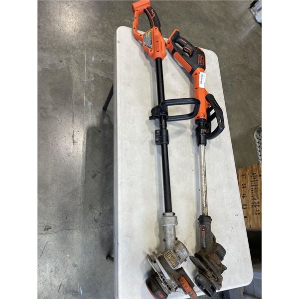 2 BLACK AND DECKER CORDLESS WEEDEATERS, NO BATTEIRES