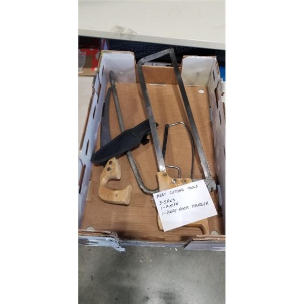 3 SAWS, A KERSHAW KNIFE AND A MEAT HOOK HANGER