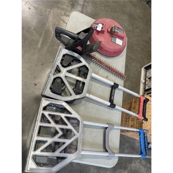 HEDGE TRIMMER, DOLLY, AND 15" SURFACE CLEANER ATTACHMENT