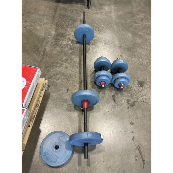 WEIDER FREE WEIGHTS AND BARBELL
