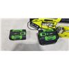 Image 3 : RYOBI 18V BLOWER AND SAWZALL W/ 1 BATTERY, AND BATTERY CHARGER W/ 2 BATTERIES