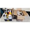 Image 1 : ASSORTED CLEANING SUPPLIES AND BOX OF ASSORTED CRAFTING PAINT