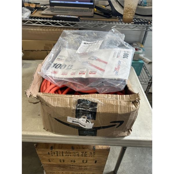 HEAVY DUTY LIGHTED 100 FOOT ORANGE EXTENSION CORD. 10AWG/3C