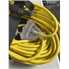 Image 4 : HEAVY DUTY LIGHTED 100 FOOT YELLOW  3 OUTLET EXTENSION CORD. 12AWG/3C