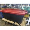 Image 2 : LARGE HUSKY ROLLING STORAGE TOTE WITH LID AND WHEELS. 4 FEET LONG