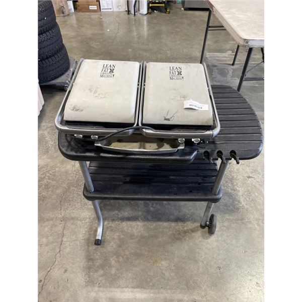 PLASTIC OUTDOOR CART WITH GEORGE FOREMAN GRILL