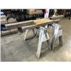 Image 4 : 2 WOODEN SAWHORSES AND 2X4 CUTTING JIG