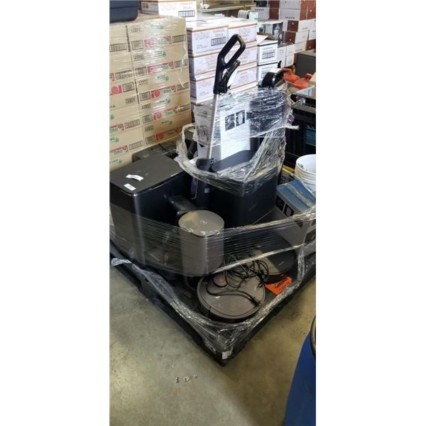 PALLET OF DEFECTIVE STORE RETURNS INCLUDING ROBOT VACUUMS, TINECO AND SHREDDERS