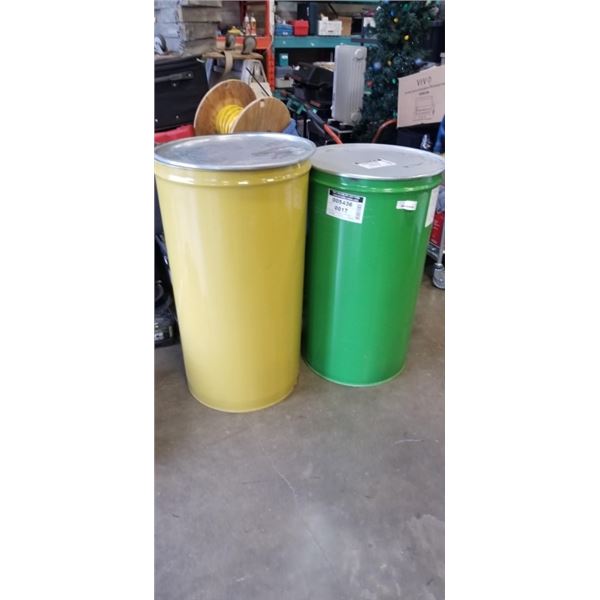 TWO 200 FOOD GRADE STEEL DRUMS WITH LIDS