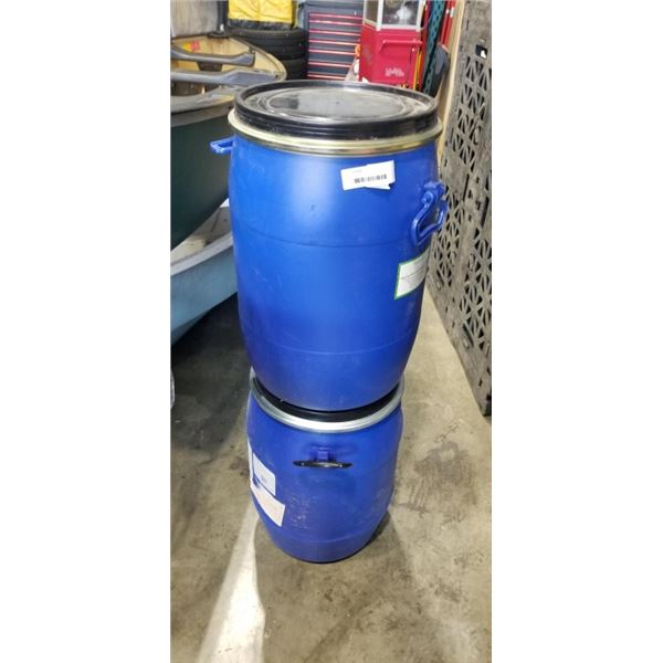 TWO 50 LITRE FOOD GRADE DRUMS WITH LIDS
