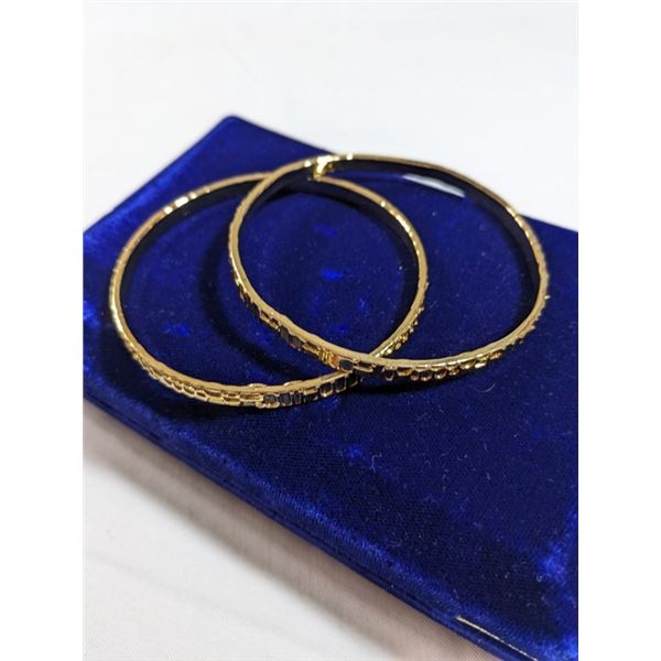 PAIR OF GOLD PLATED GRAZELAND CHINA BANGLES, BOTH MARKED