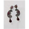 Image 1 : VINTAGE HAND CRAFTED DANGLE EARRINGS W/ RUBY STONES