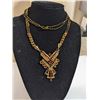 Image 2 : 18K GOLD PLATED NECKLACE W/ VARIOUS COLOUR OF RHINESTONES AND BLACK BEADS